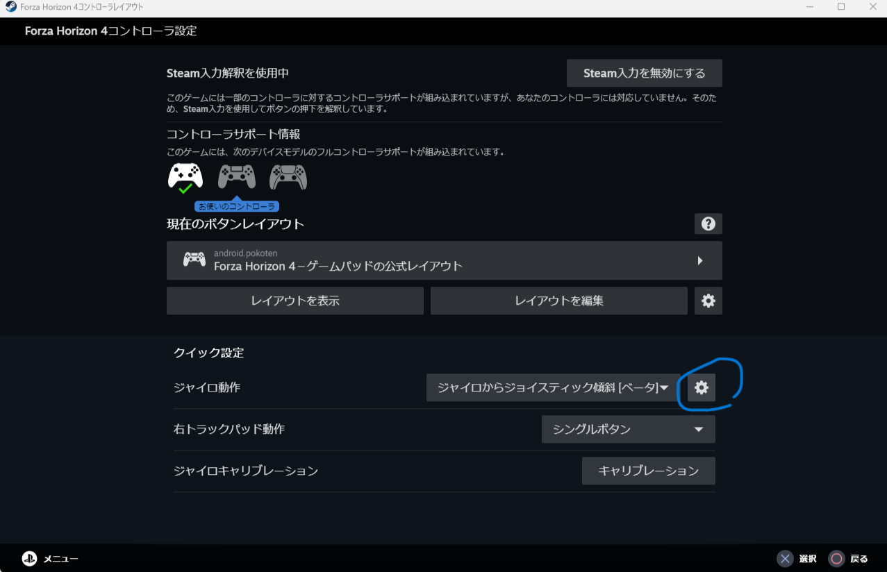ジャイロ設定詳細